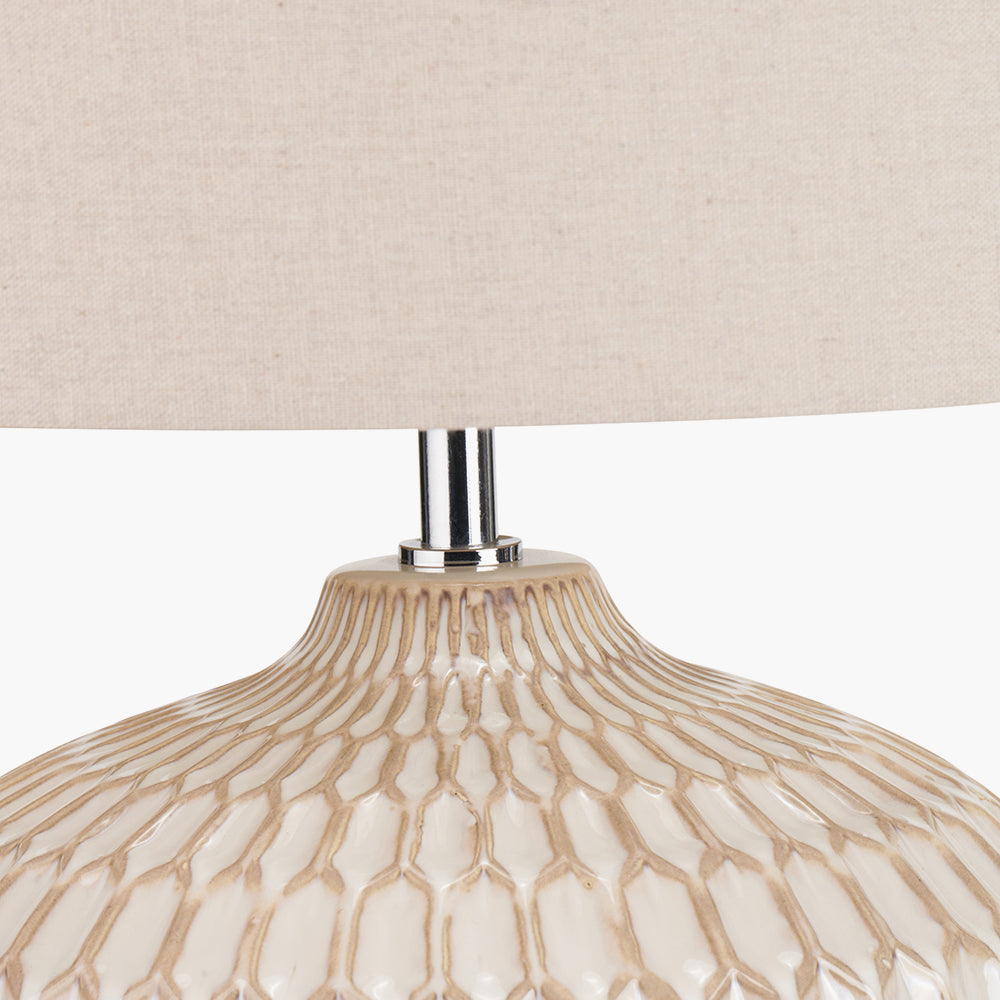 Cassius Warm White Textured Glazed Ceramic Table Lamp